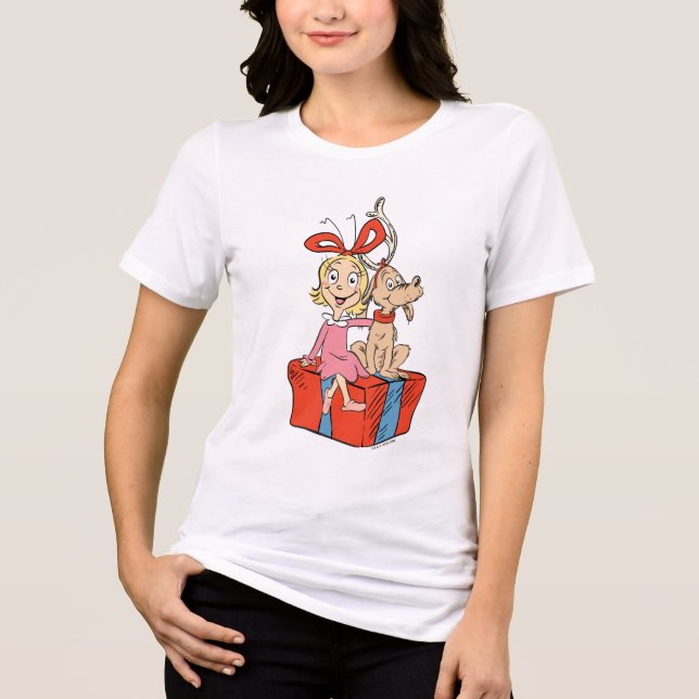 Cindy Lou Who and Max on a Present Tri-Blend Shirt (Vorderseite)