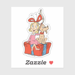 Cindy Lou Who und Max an einem Geschenk Aufkleber