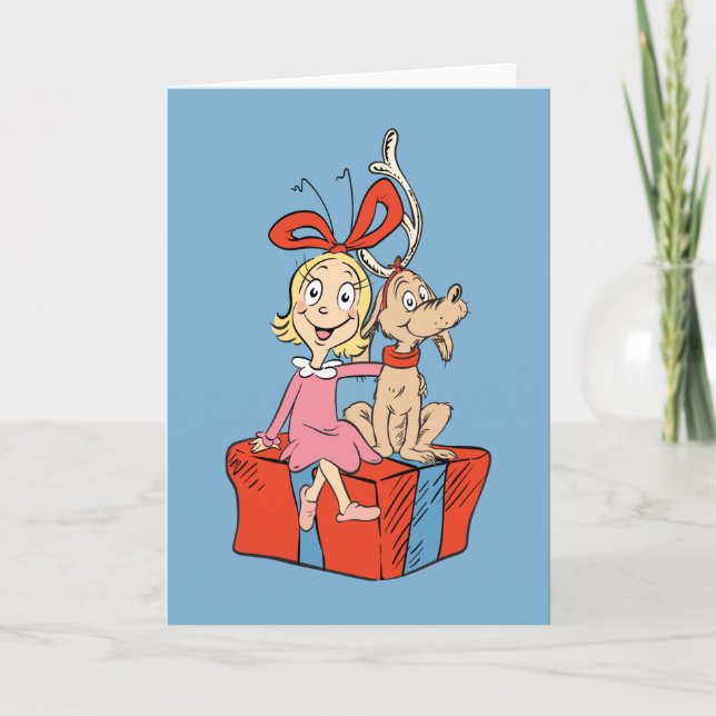 Cindy Lou Who und Max an einem Geschenk Karte (Vorderseite)
