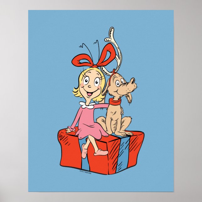 Cindy Lou Who und Max an einem Geschenk Poster (Vorne)
