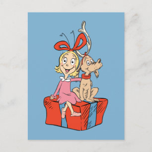 Cindy Lou Who und Max auf einem Geschenk Postkarte