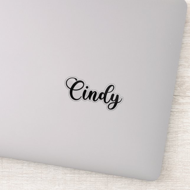 Cindy Name - Handgeschriebene Kalligrafie Aufkleber (Detail)