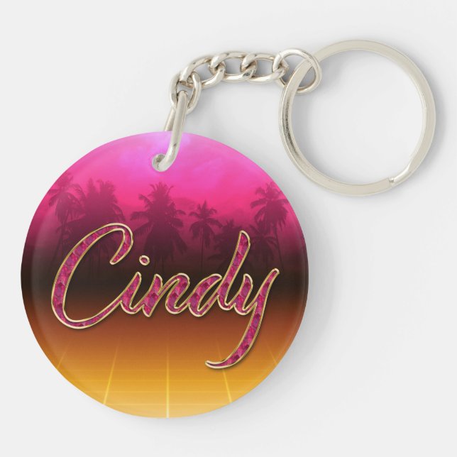 Cindy Vorname Name golden pink Schlüsselanhänger (Rückseite)