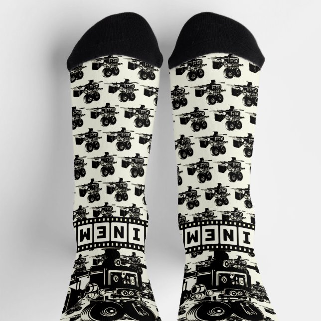 [CINEMA] Filmkamera-Muster-Socken Socken (Oben)