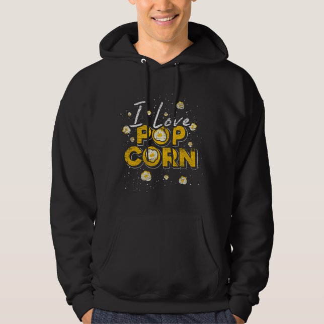 Cinema Lover Idea I Love Popcorn Hoodie (Vorderseite)