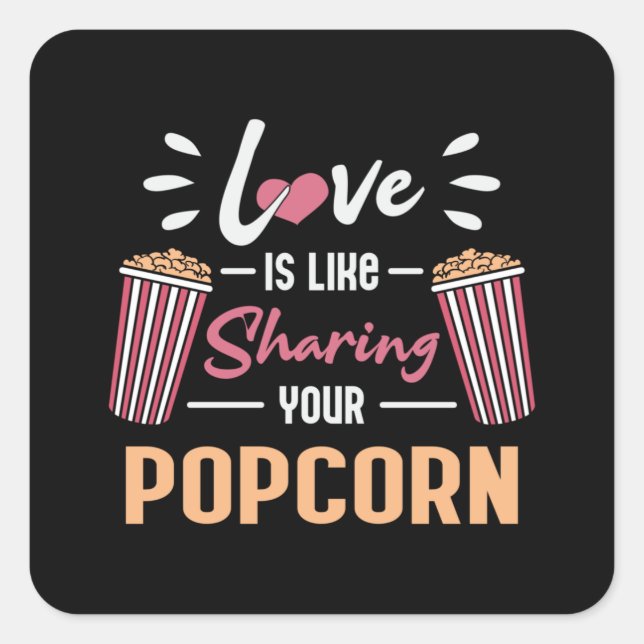 Cinema Movie Popcorn Day Snack Pop Filmgeschenk Id Quadratischer Aufkleber (Vorderseite)