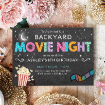Cinéma Nuit Anniversaire Invitation Sous les étoil