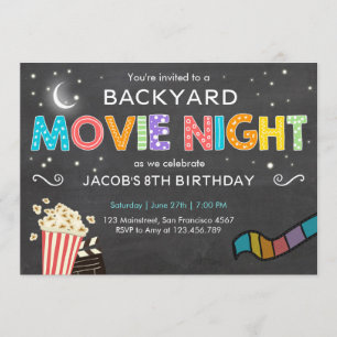 Cinéma Nuit Anniversaire Invitation Sous les étoil