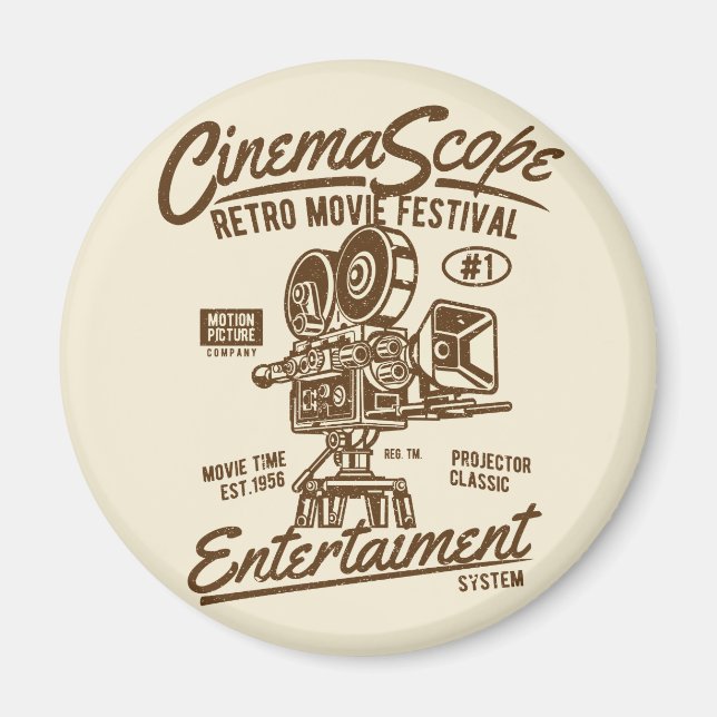 Cinema Scope Classic Retro Hollywood Camera Motion Magnet (Vorne)