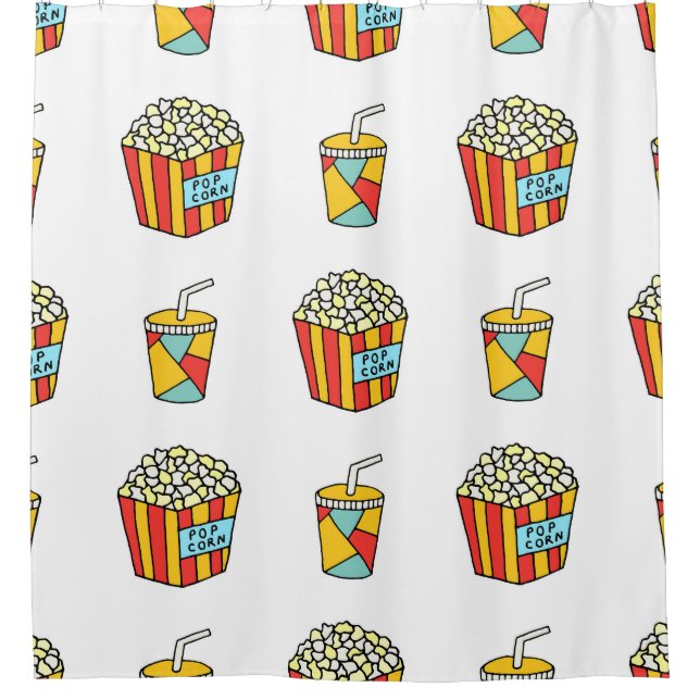 Cinema Snacks: Vintages Doodle-Muster Duschvorhang (Vorderseite)