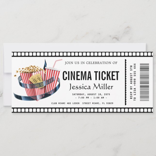 cinema ticket Invitation Einladung (Vorderseite)