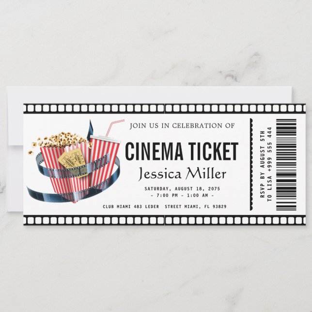 cinema ticket Invitation Einladung (Vorderseite)
