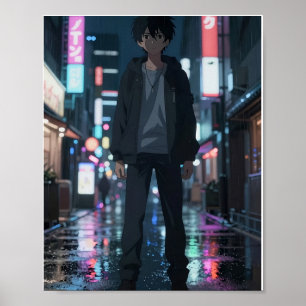 Cinematic Anime Neon-Stadtplakat Poster