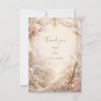 Cinematic Blush Rose Orchester Hochzeit Luxus Dankeskarte