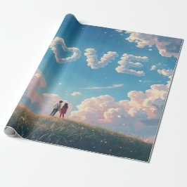 Cinematic "Love" in the Sky & Couple Sunset Scene Geschenkpapier