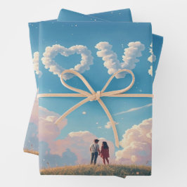 Cinematic "Love" in the Sky & Couple Sunset Scene Geschenkpapier Set