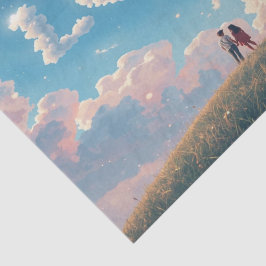 Cinematic "Love" in the Sky & Couple Sunset Scene Seidenpapier