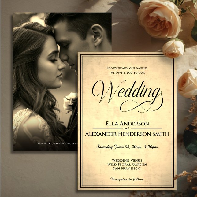 Cinematic Photo Vintage Wedding Invitation  Einladung (Cinematic Photo Vintage Wedding Invitation)