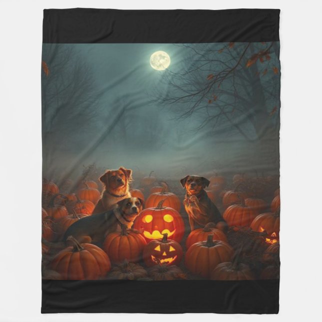Cinematic Pumpkin Patch Pet Blanket | Fall Magic Fleecedecke (Vorderseite)