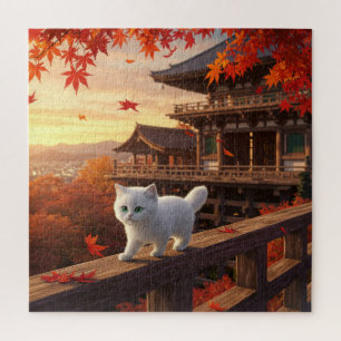 Cinematic Puzzle: Fluffy Kitten im Kiyomizu Tempel