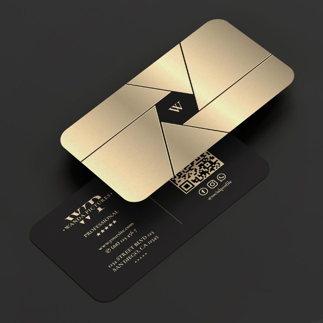 Cinematographin Black Imitats Gold Film Producer Visitenkarte (Cinematographer Elegant Black Gold Film Producer Business Card
)