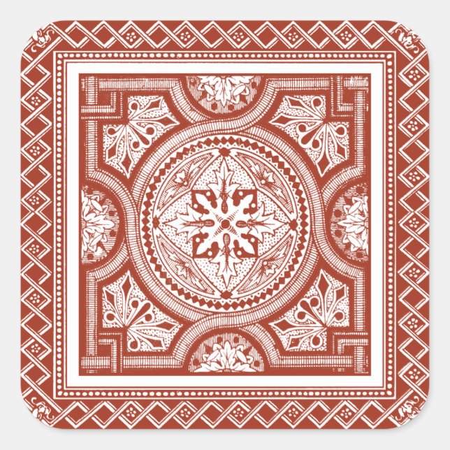 Cinnabar Woodblock IV Quadratischer Aufkleber (Vorderseite)