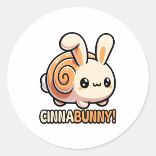 Cinnabunny! Niedlich Cinnamon Roll Bunny Pun Runder Aufkleber