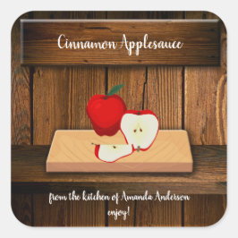 Cinnamon Applesauce Sq Canning Label Quadratischer Aufkleber
