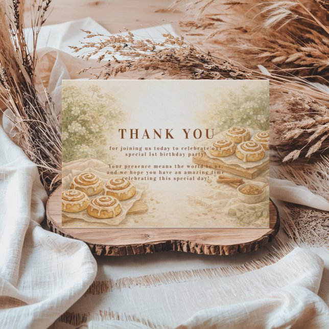 Cinnamon Bakery Little Bun 1st Birthday Dankeskarte (Von Creator hochgeladen)