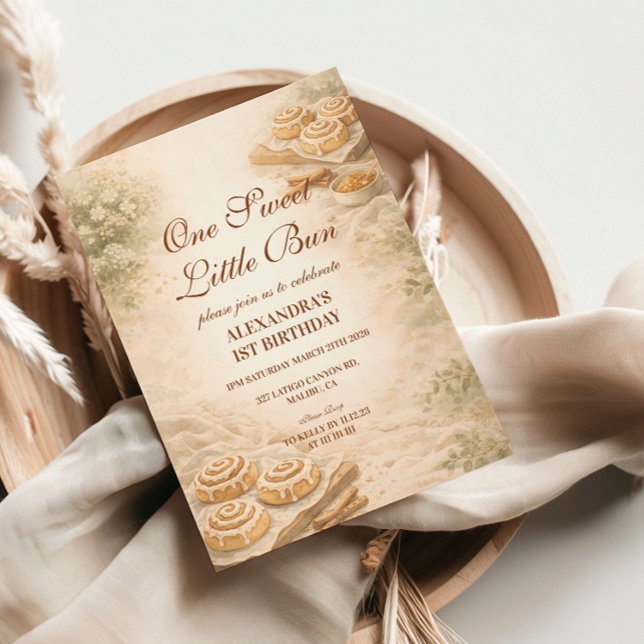 Cinnamon Bakery Little Bun 1st Birthday Einladung (Von Creator hochgeladen)