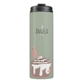 Cinnamon Bun Dessert Hand Drawn Art Thermosbecher