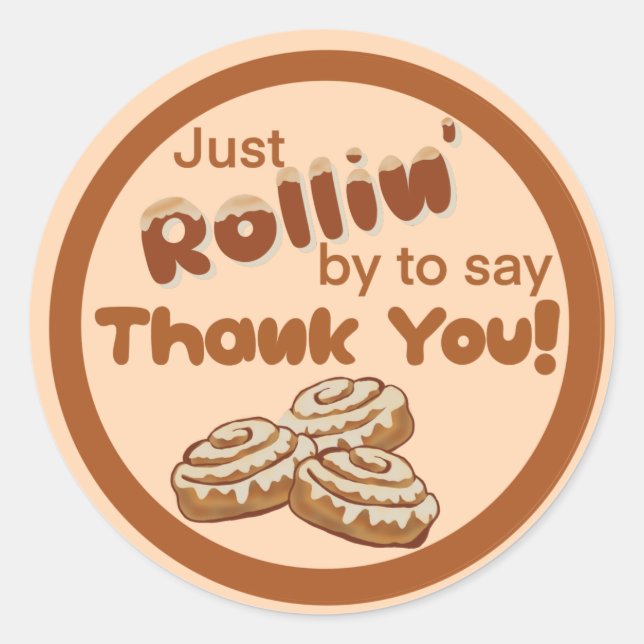 Cinnamon Bun Labels, Danke, Label Runder Aufkleber (Vorderseite)
