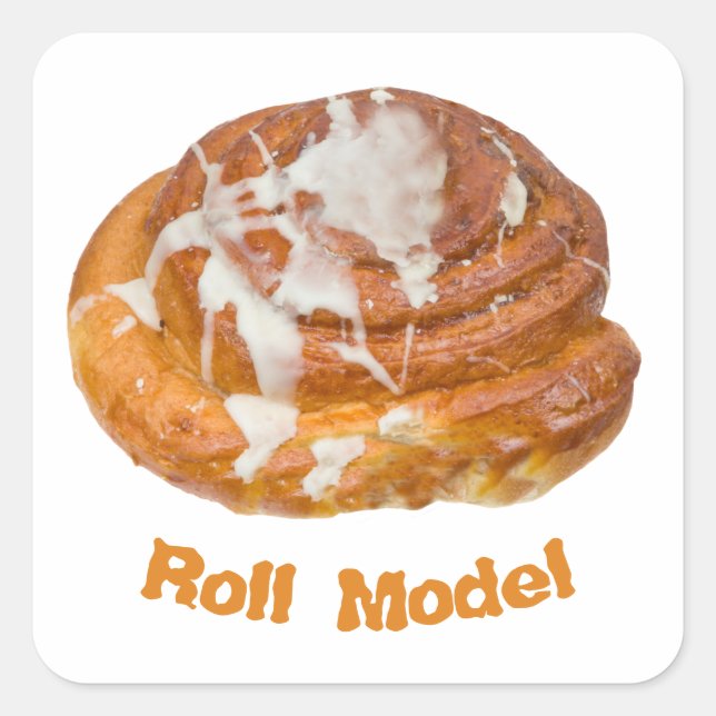 Cinnamon Bun Roll Model Quadratischer Aufkleber (Vorderseite)