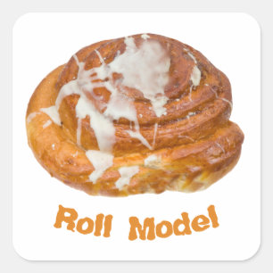 Cinnamon Bun Roll Model Quadratischer Aufkleber