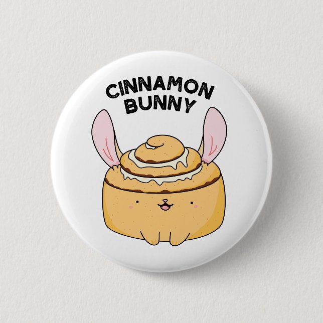 Cinnamon Bunny Funny Cinnamon Bun Pun Button (Vorderseite)