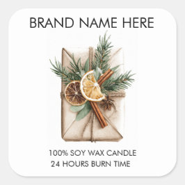 Cinnamon & Citrus Design | Christmas Candle Labels Quadratischer Aufkleber