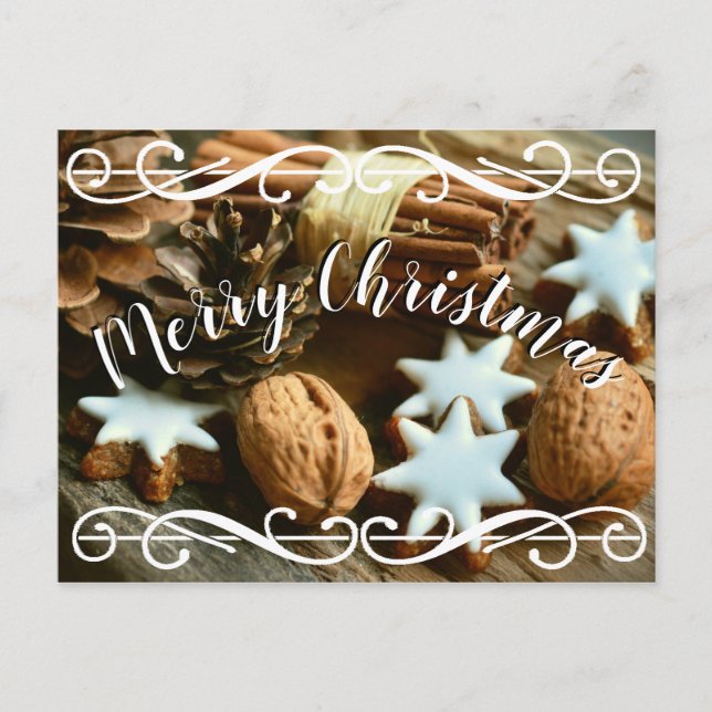 Cinnamon Cookies & Wirbel Weihnachtspostkarte Postkarte (Vorderseite)