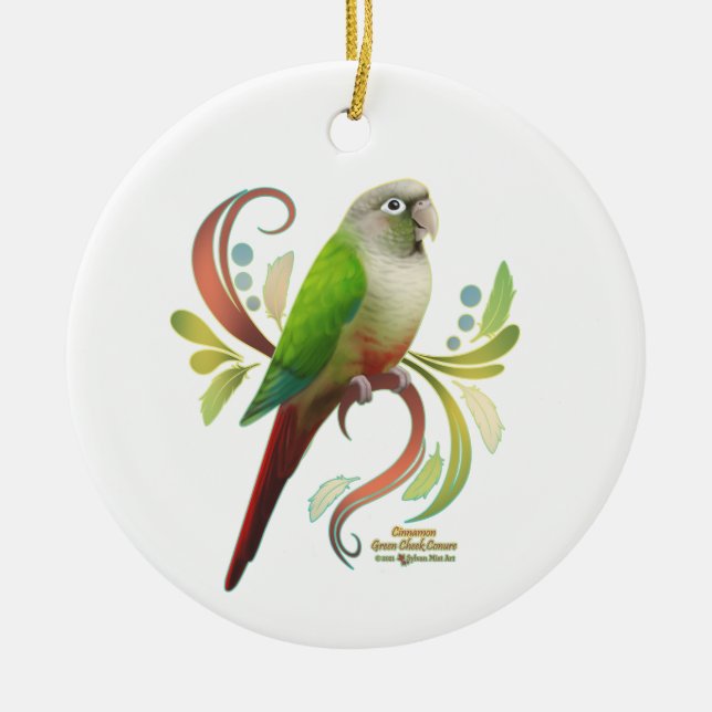 Cinnamon Green Cheek Conture Keramik Ornament (Vorne)