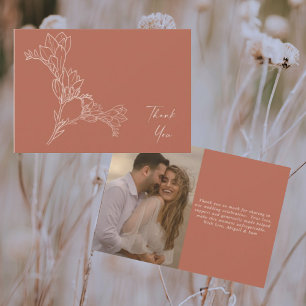 Cinnamon Moderne Floral Photo Mariage Merci