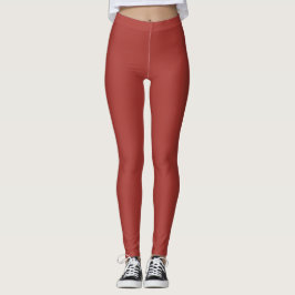 Cinnamon Red Solid Color Leggings
