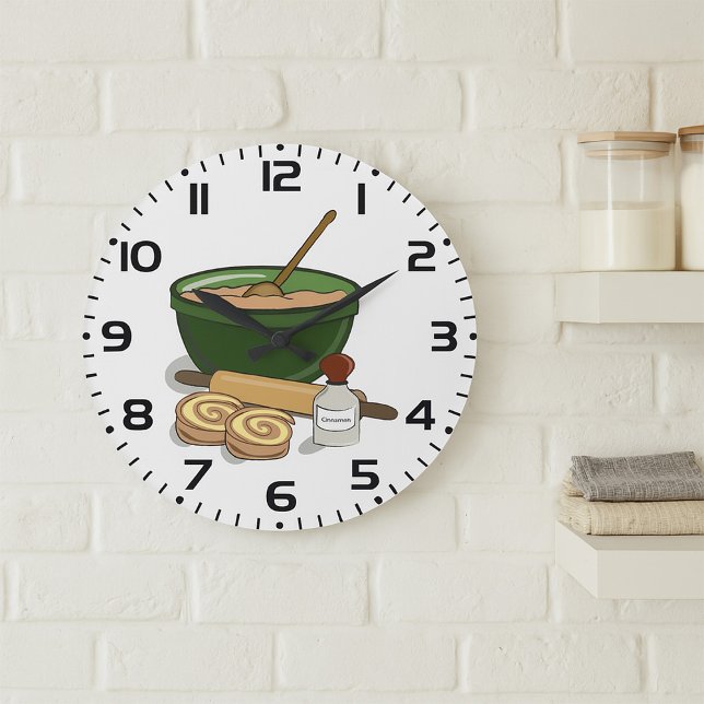 Cinnamon Roll Backingredients Gemütliche Küche Große Wanduhr (Von Creator hochgeladen)