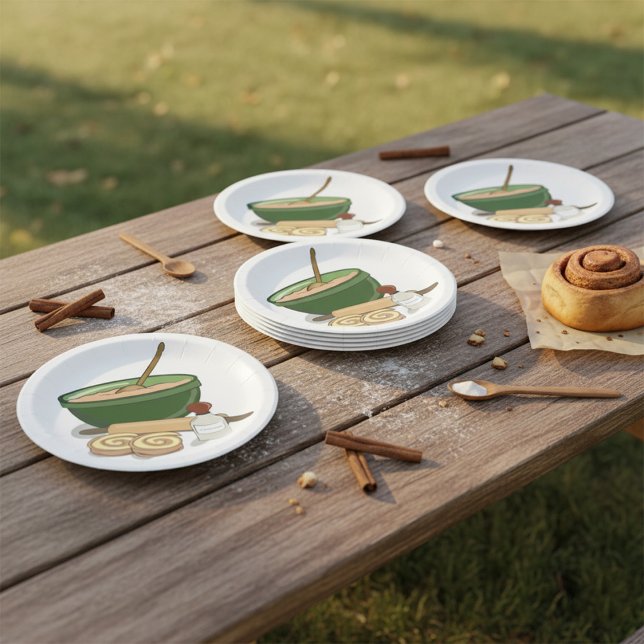 Cinnamon Roll Backingredients Gemütliche Küche Pappteller (Von Creator hochgeladen)