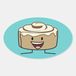 Cinnamon Roll Bun Konditorei Gooey Zucker wirbeln Ovaler Aufkleber