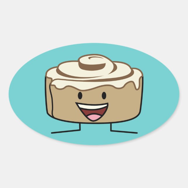 Cinnamon Roll Bun Konditorei Gooey Zucker wirbeln  Ovaler Aufkleber (Vorderseite)