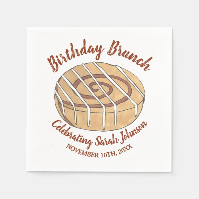 Cinnamon Roll Bun Pastry Birthday Party Brunch Serviette (Vorderseite)