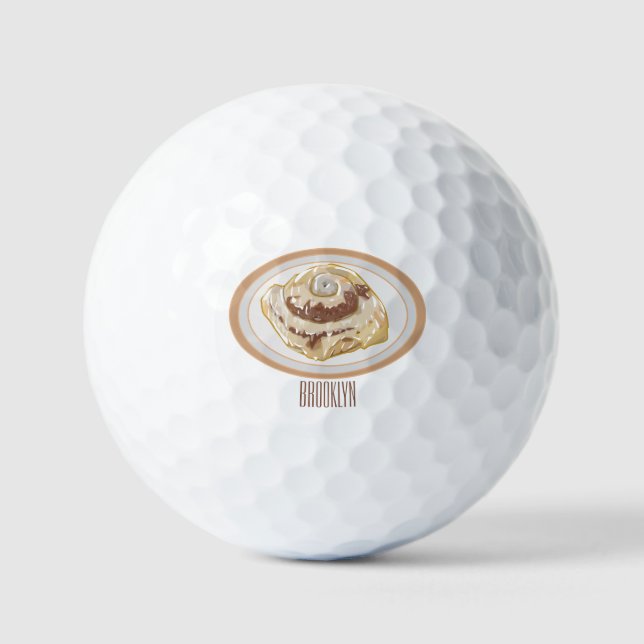 Cinnamon roll cartoon illustration  golfball (Vorderseite)