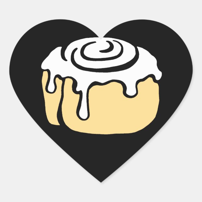Cinnamon Roll Honey Bun Cartoon Design in Black Herz-Aufkleber (Vorderseite)