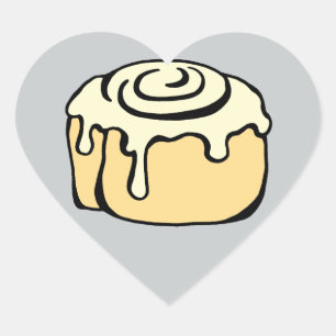Cinnamon Roll Honey Bun Grau Cartoon Design Niedli Herz-Aufkleber