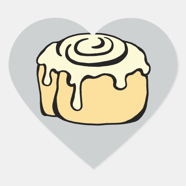 Cinnamon Roll Honey Bun Grau Cartoon Design Niedli Herz-Aufkleber (Vorderseite)
