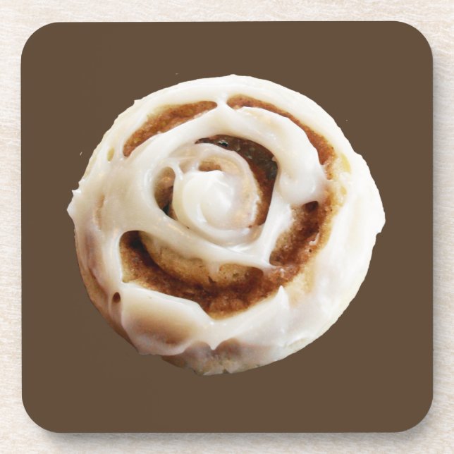 Cinnamon Roll mit Icing Getränkeuntersetzer (Vorderseite)